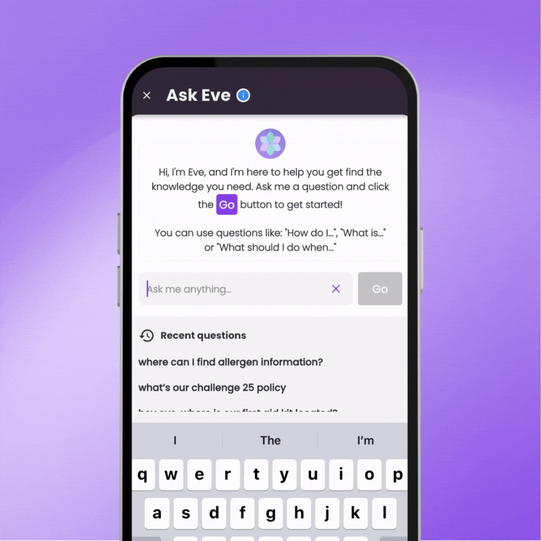 A gif of a phone screen showing a question being typed into a text field
