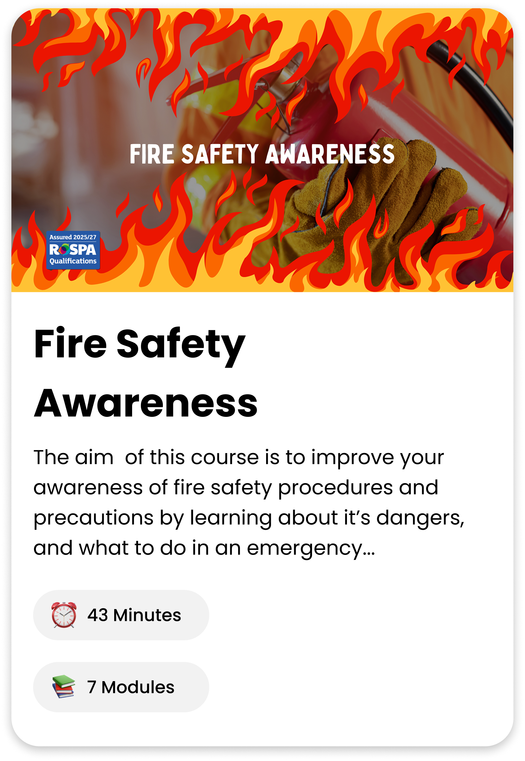 Fire Safety Awareness course cover