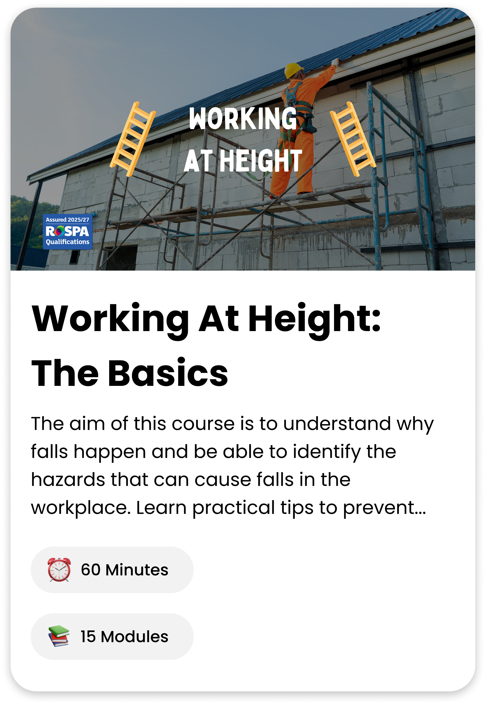 Working At Height course cover