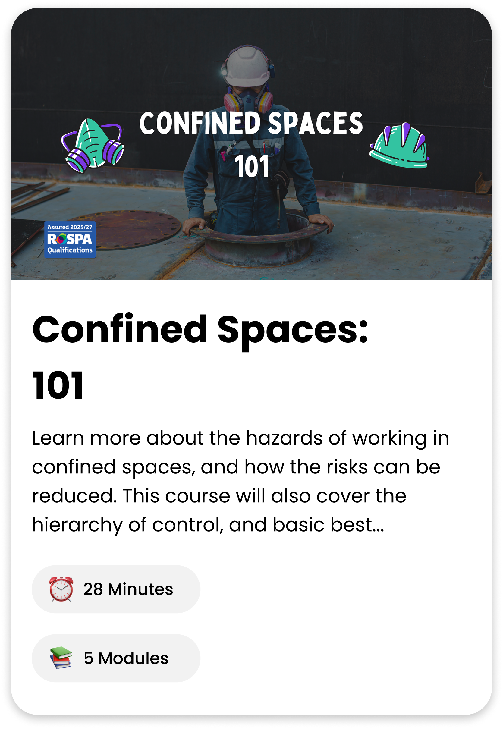 Confined Spaces 101 course cover