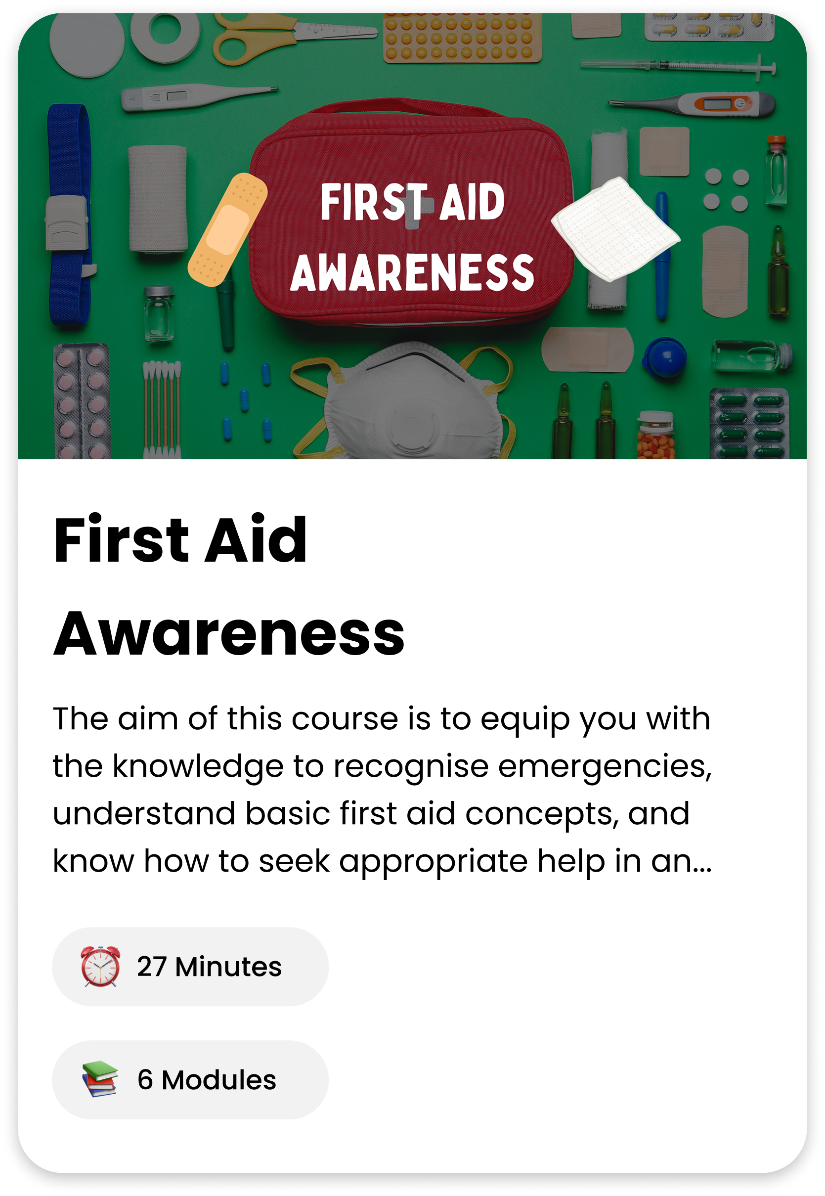 First Aid Awareness course cover