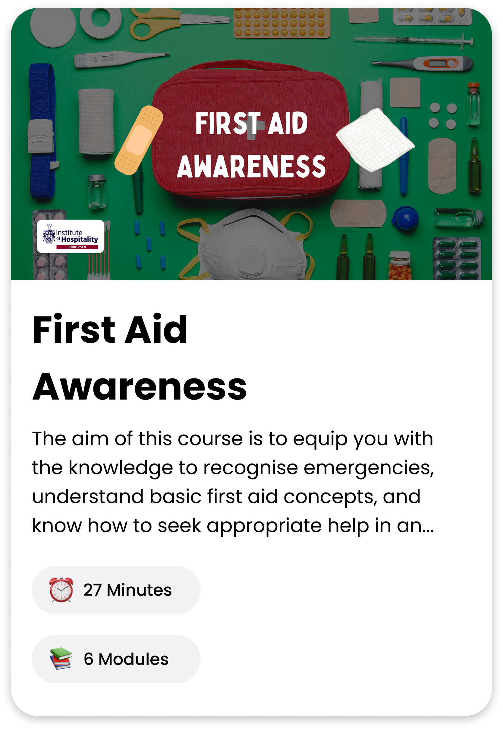 First Aid Awareness course cover