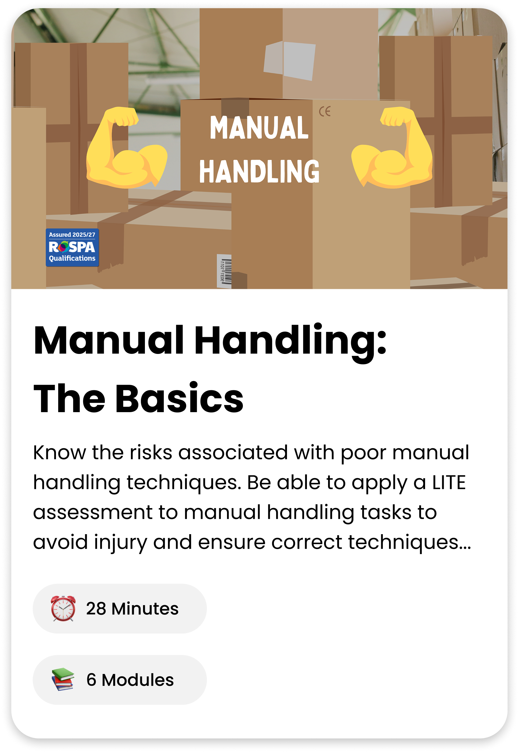 Manual Handling course cover