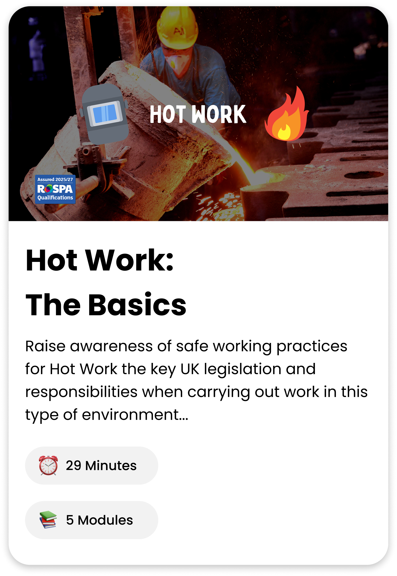 Hot Work The Basics course cover