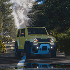 Image of the vehicle in the forest road