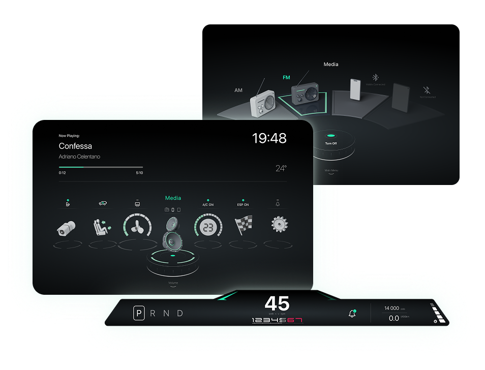 UI mockups of car multimedia
