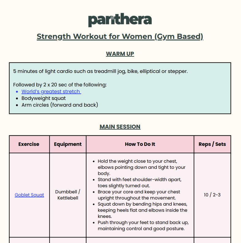 panthera pt free strength session