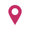Pink location pin icon with a circular hole in the center