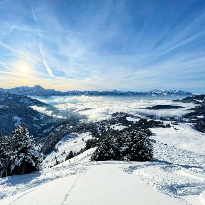 Sommets enneigés de Villars, immobilier alpin en Suisse.