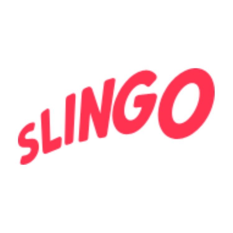 Slingo brand logo with text in red and the background in white
