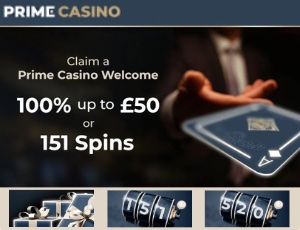 Prime Casino monthly bonus offer with colourful graphics and promo text on a vibrant background.