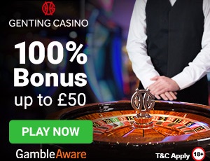 Genting Casino monthly bonus offer with colourful graphics and promo text on a vibrant background.