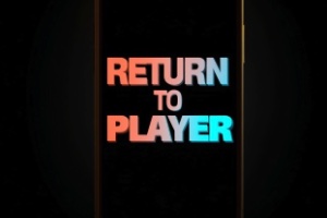 A black background with a mobile phone in the centre saying RETURN TO PLAYER in bold to blue faded text