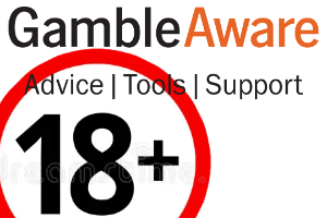 A white background with GAMBLE written in black text and AWARE in orange text