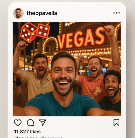 An image of a man in Vegas with his friends having fun posted on his Instagram page
