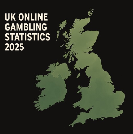 A black background with a map of the UK in the background and white text on the left saying UK ONLINE STATISTICS 2025 
