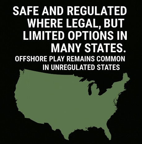 An image of a map of the US on a black background with white bold text referencing IMPACTS ON PLAYERS in the US