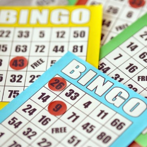 A close up image of bingo cards
