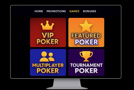 An image of a silver pc monitor on a black background, on the screen in a max of online poker game tiles 