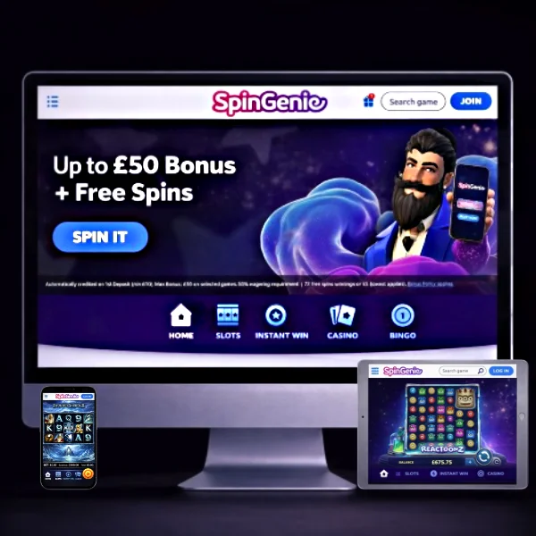 Spin Genie game variety representing a wide selection of games available