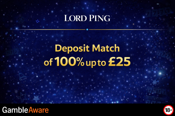 Lord Ping Casino monthly bonus offer with colourful graphics and promo text on a vibrant background.