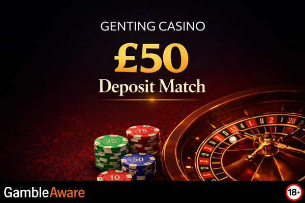 Genting Casino monthly bonus offer with colourful graphics and promo text on a vibrant background.