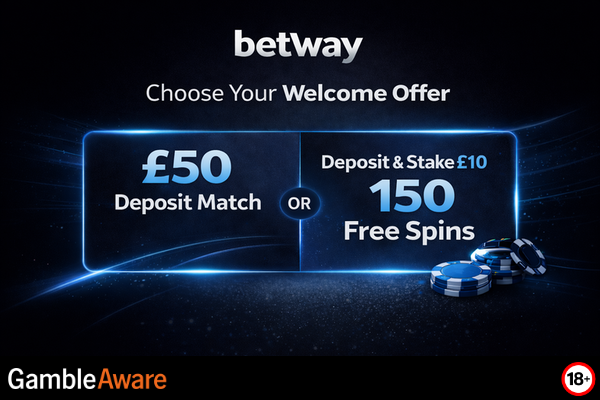Betway Casino monthly bonus offer with colourful graphics and promo text on a vibrant background.