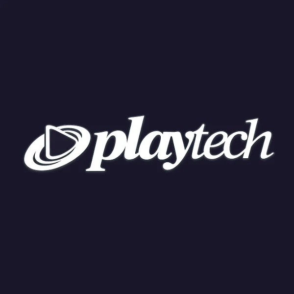 An image of the Playtech logo on a dark blue background