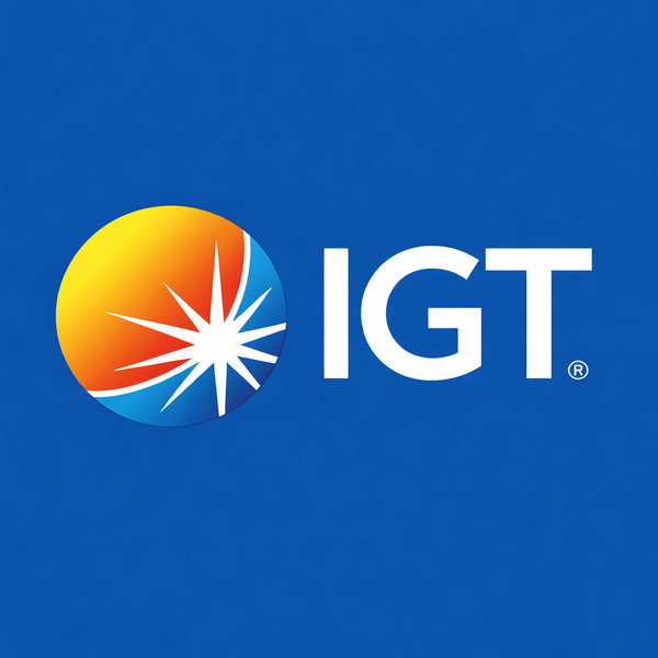 An image of the IGT provider logo with a blue background, white text and a yellow, orange, white and blue circle