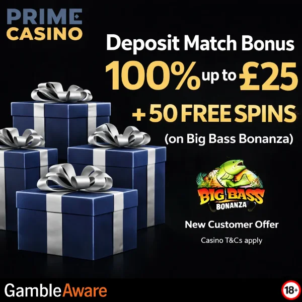 Prime Casino Deposit Match Bonus and Free Spins offer image