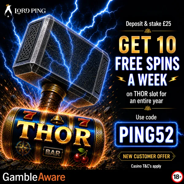 Lord Ping Casino Free Spins for a Year offer image