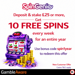 Spin Genie Top 10s Free Spins for a Year image