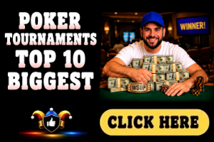 Poker Tournaments Top 10 Biggest on  a black background with white text