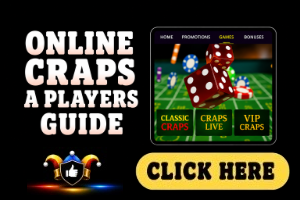 Online Craps A Players Guide image on a black background with white text