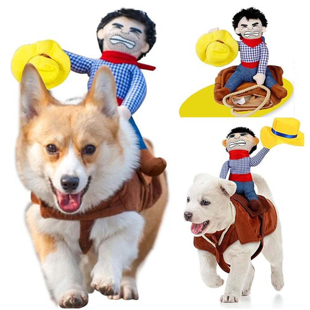 Funny Pet Dog Riding Horse Cowboy Saddle Pet Costume Party Costume Clothes