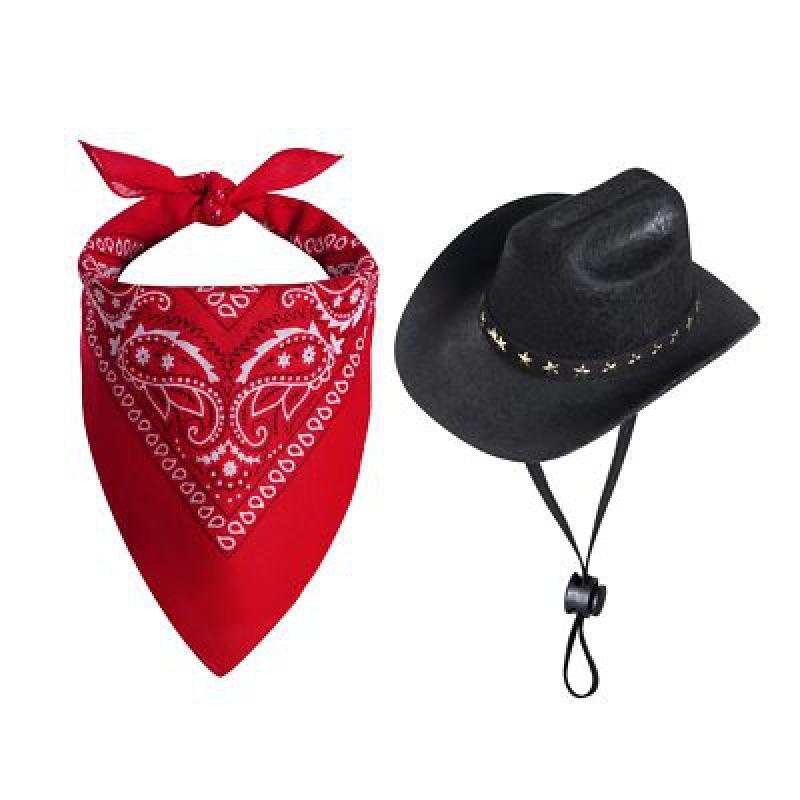 Pet Cowboy Costume Halloween Costumes for Dogs Cat Cowboy Hat with Bandana Scarf