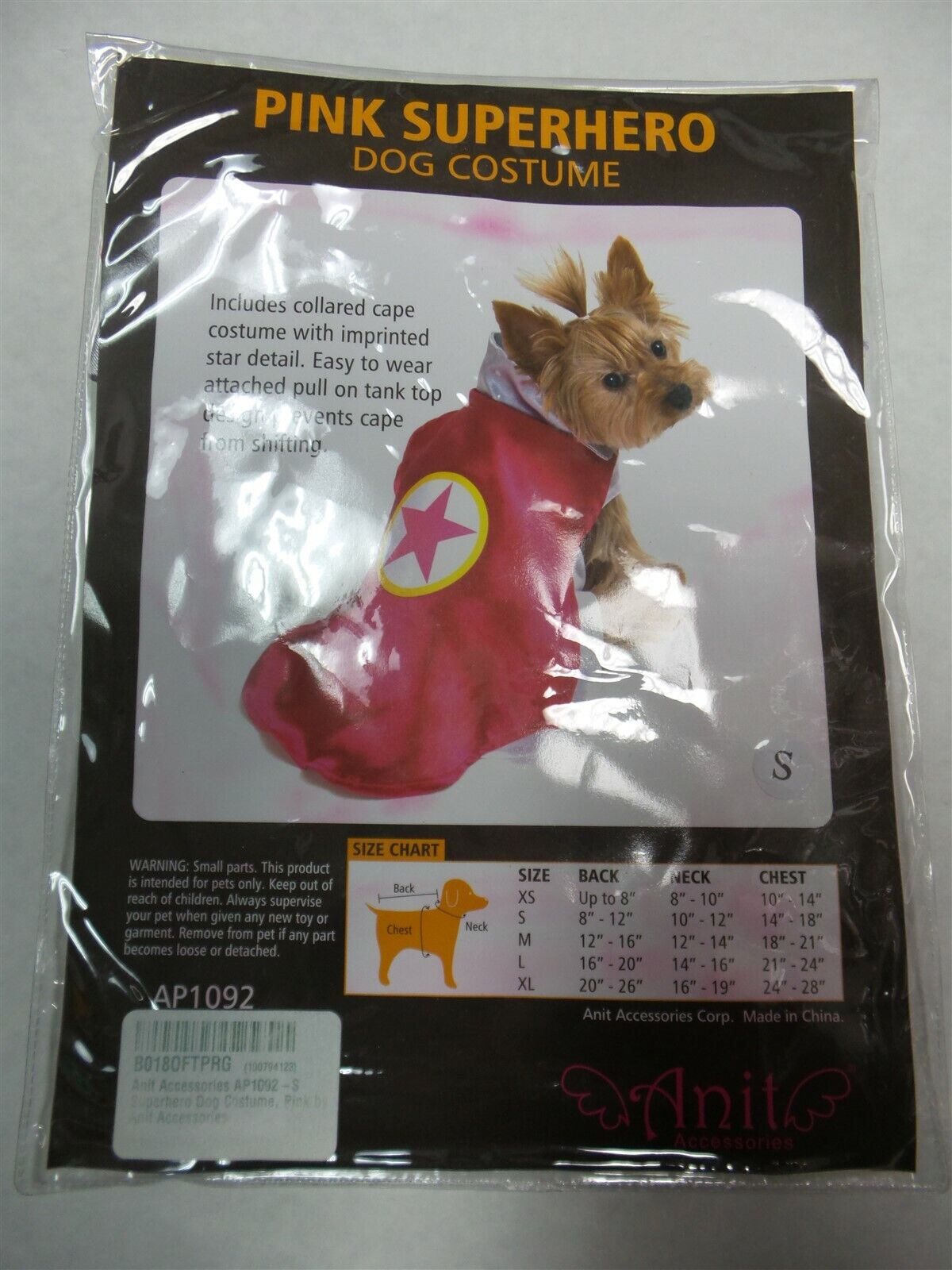 Dog Costume Pink Superhero with Star Cape for Cute Small Dogs - Size Small