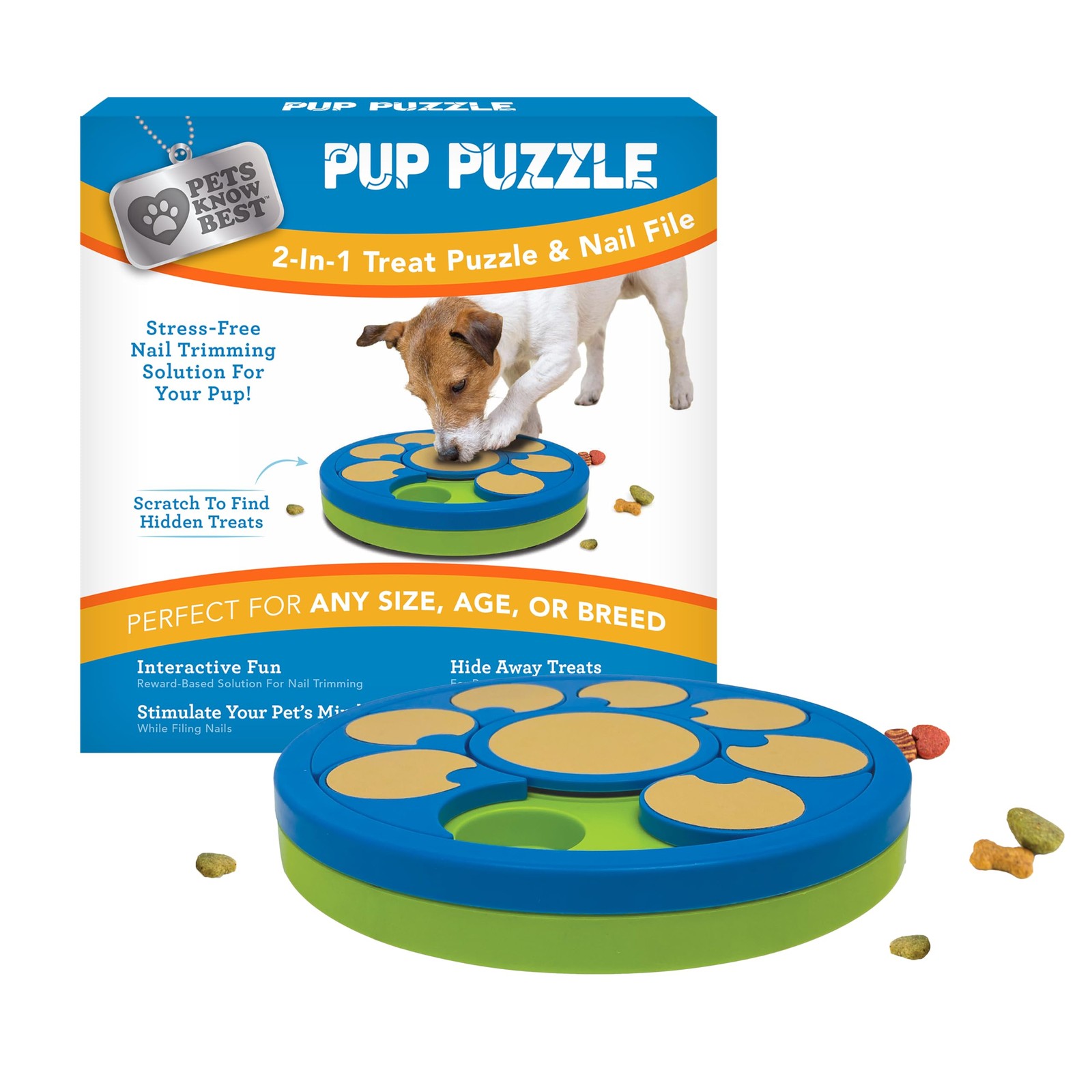 Pup Puzzle Interactive Dog Nail File Treat Dispensing Toy, Mentally Stimulati...