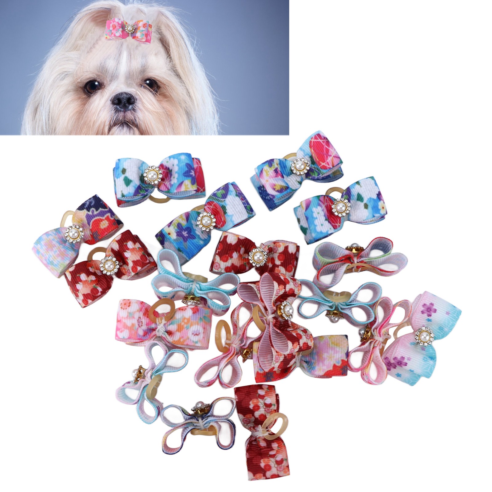 19pcs Dog Hair Bows Cute Grooming Colorful Pet Bowknot Hair Accessory