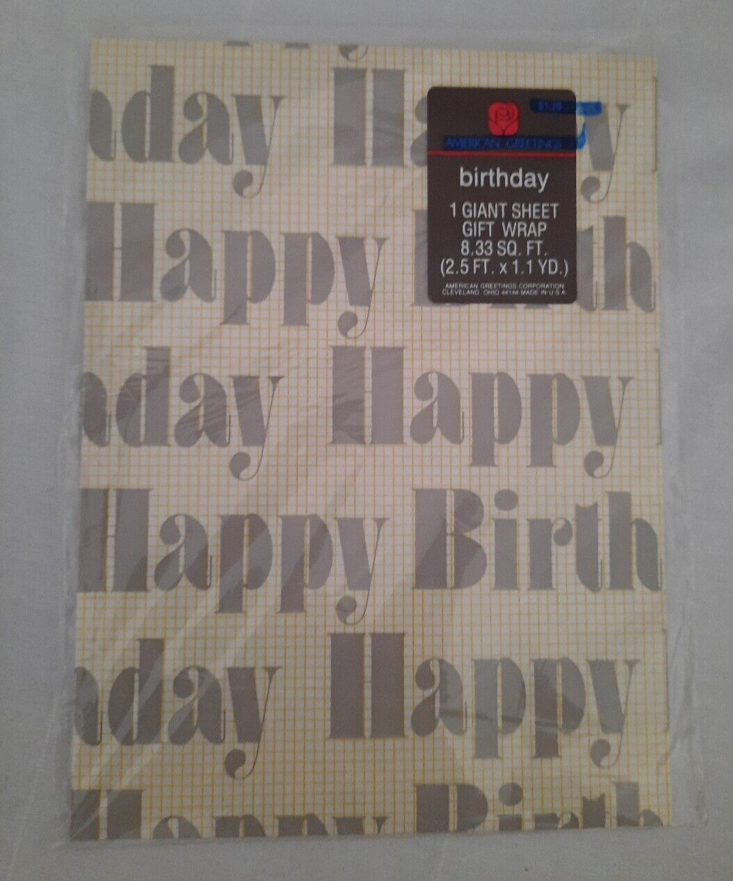 80's Vintage Unisex Industrial Tech Theme Gift Wrap ~ Happy Birthday ~ NIP