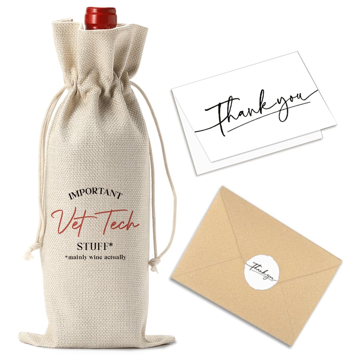 Vet Tech Gifts Wine Bag Thank You Card Veterinary Technologists Appreciation