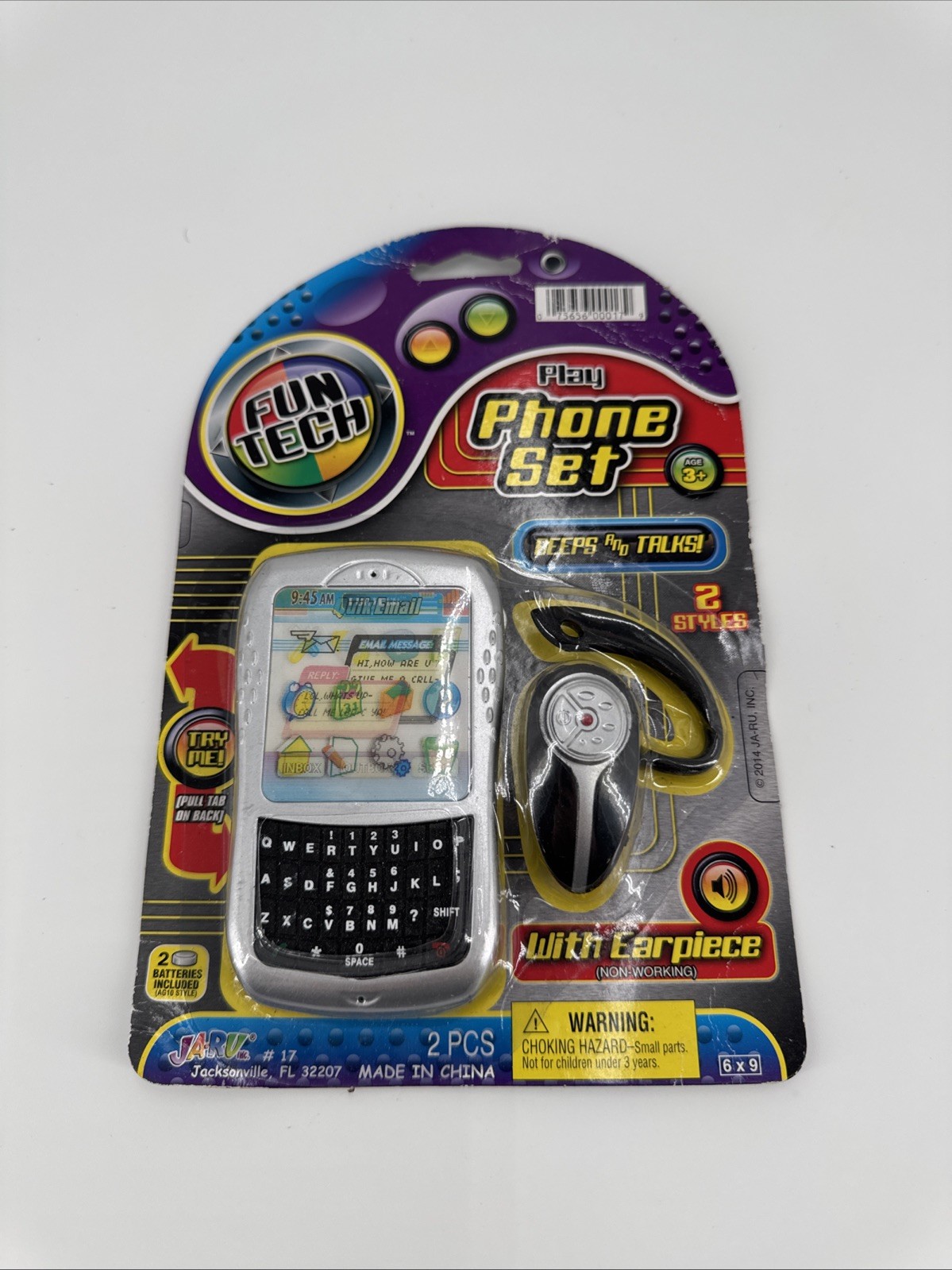 Vintage Play Tech Silver/Black Toy Play Cell Phone with Earpiece