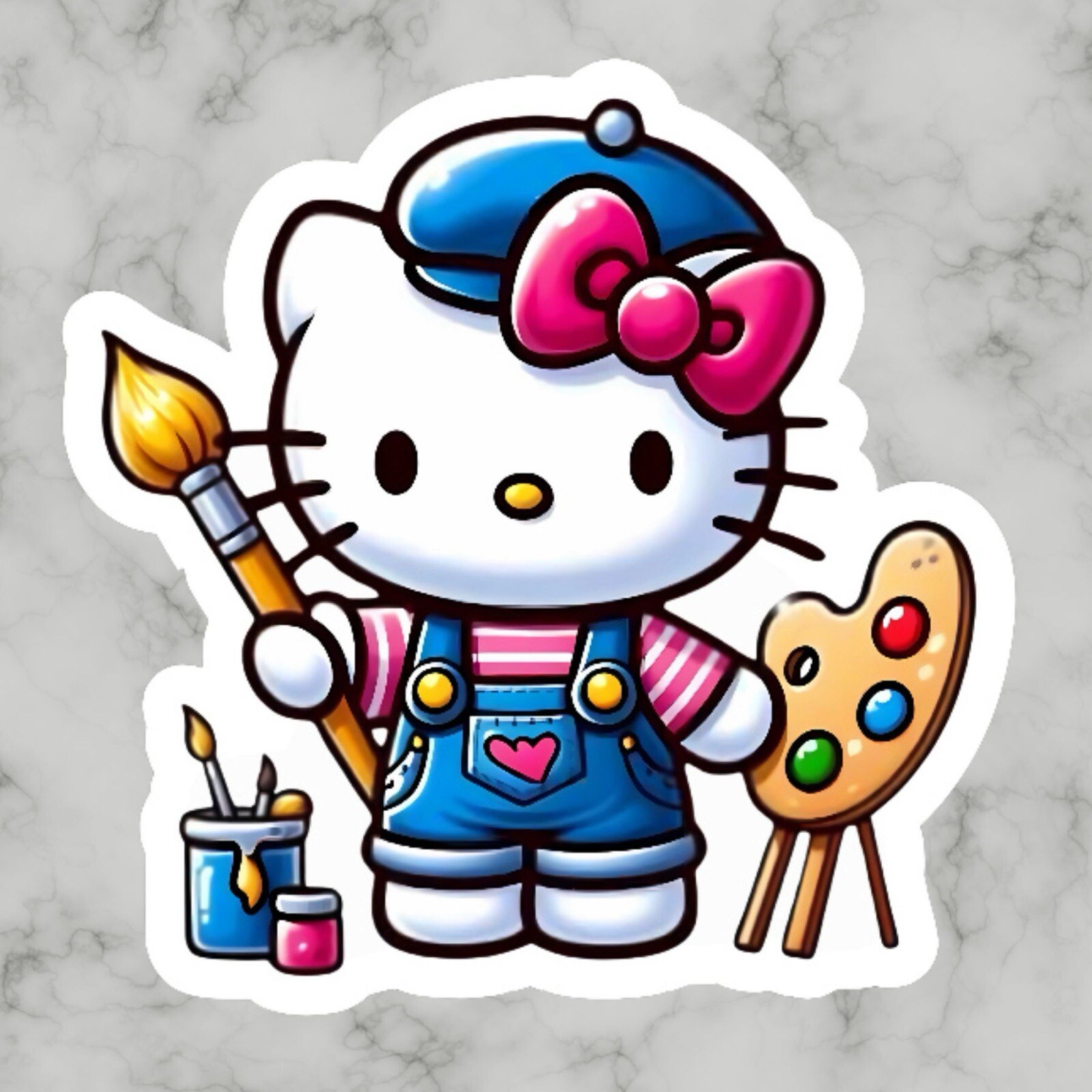 Kitty Cat, Cute Fun Artist Art Kawaii Adorable Glossy Vinyl sticker, Decal