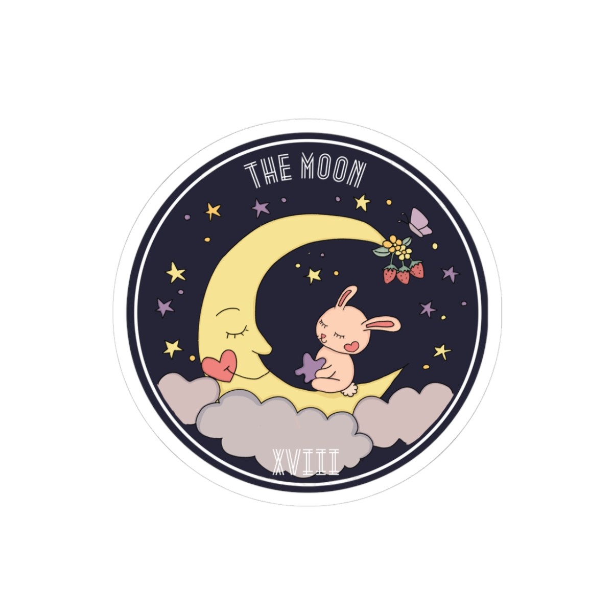 Moonlight Bunny Kiss-Cut Stickers - Cute laptop Decor, tarot, Planner, retro