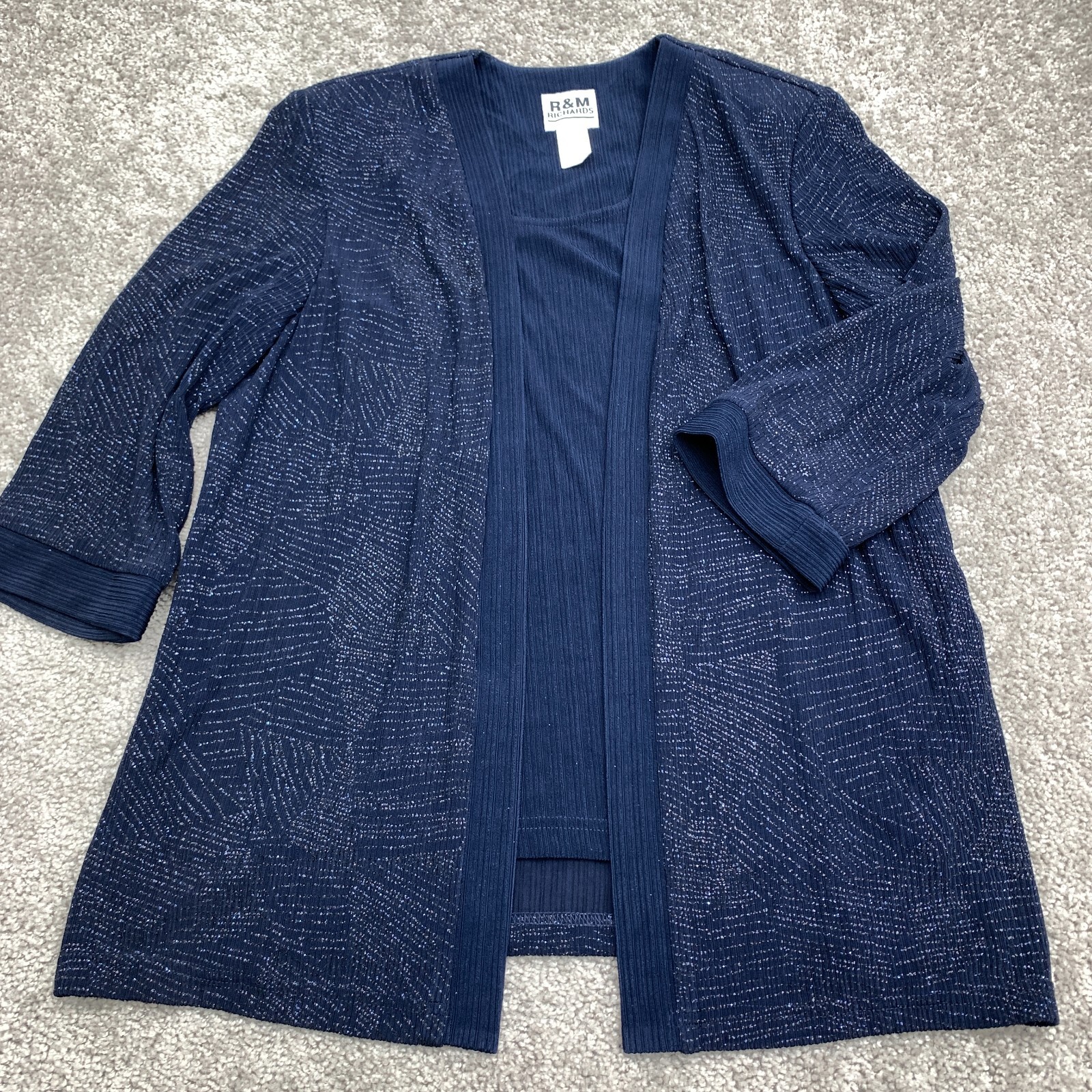 Richard Two Tier Layered Look Top Evening Jacket Women's 16 Blue Glitter Shimmer