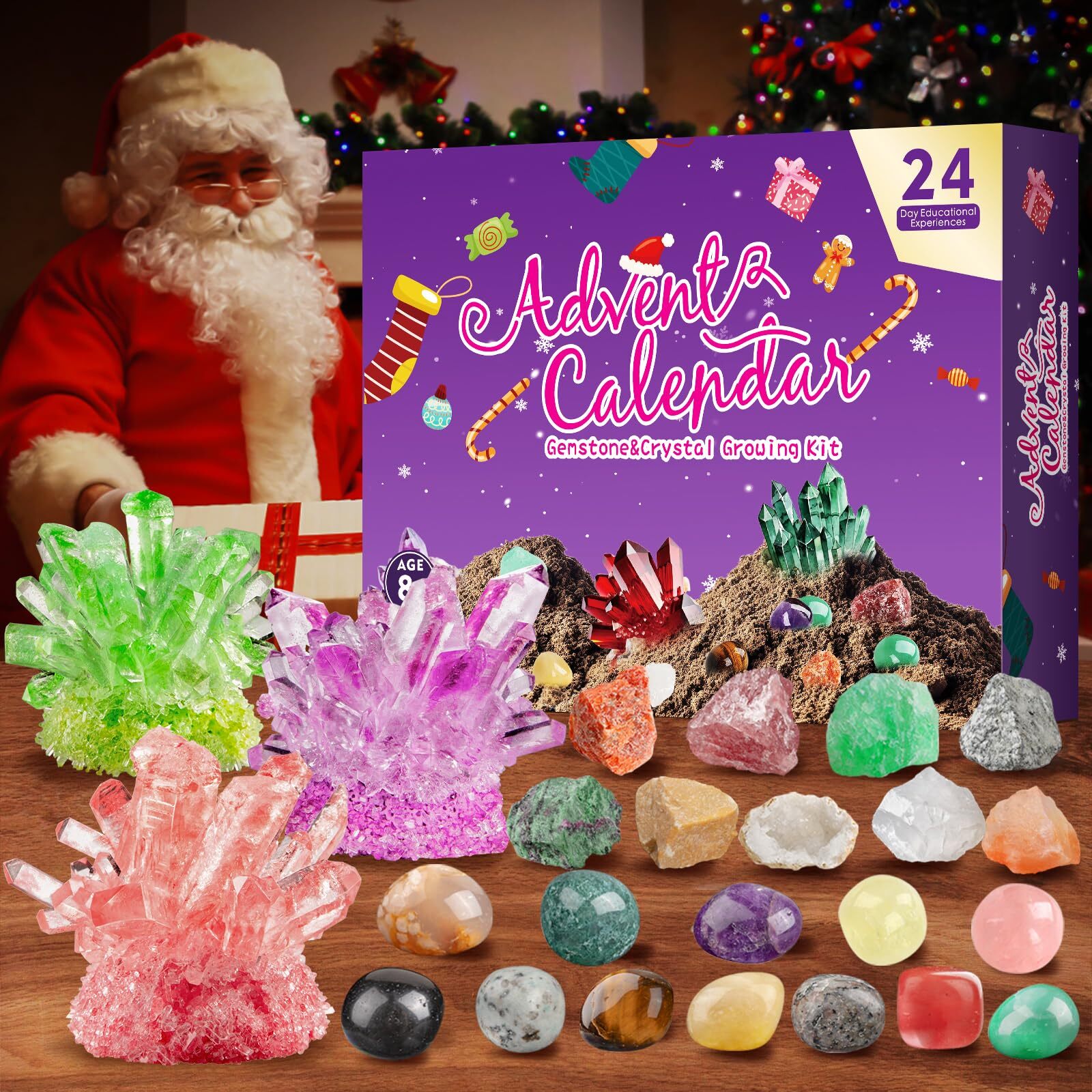 Crystals & Crystal Growing Kit Valentines Day Gifts for Kids School, 24 Days ...