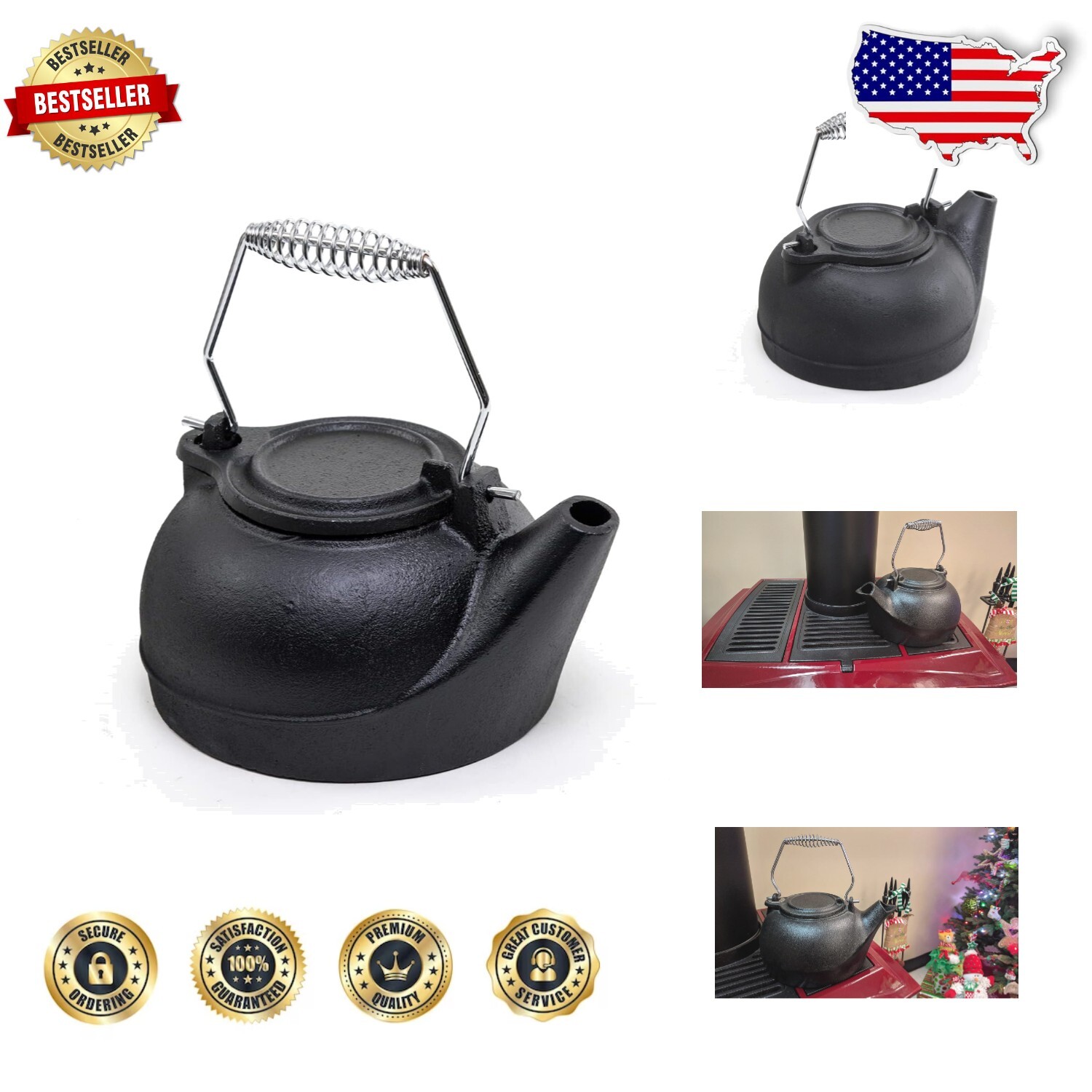 Compact 3Qt Cast Iron Kettle - Ideal for Enhancing Your Cozy Home Atmosphere
