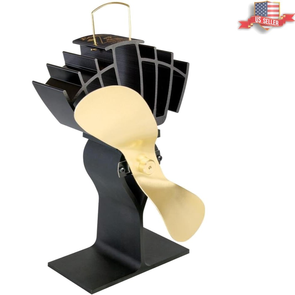 Classic Gold Heat Powered Wood Fan - Improved Air Circulation for Cozy Homes
