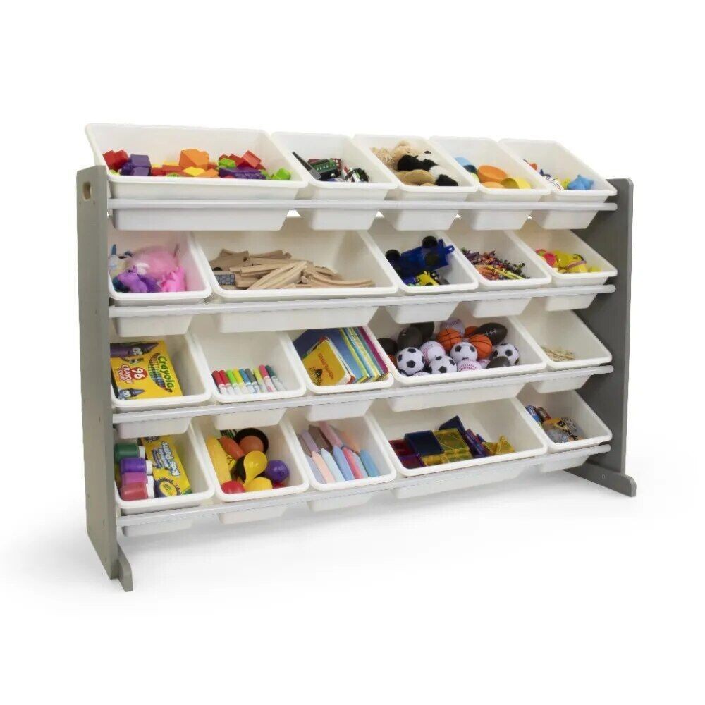 Inspire Extra-Large Storage Organizer w/ 20 Bins, Grey/White Home  Containers