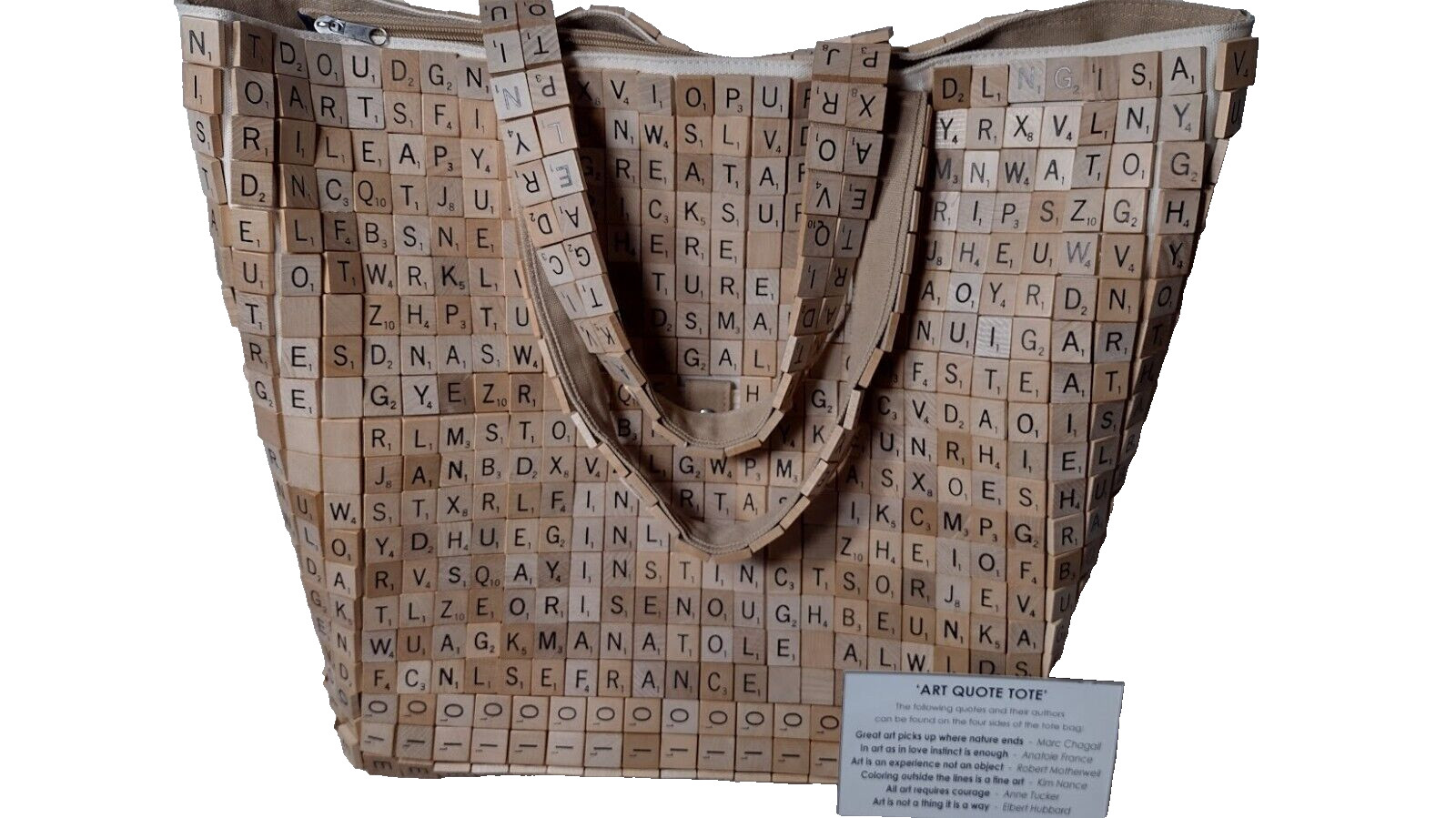 Scrabble Poetry Art Tote Bag Quotes Artists Unique Gift Carry Bag Case Canvas